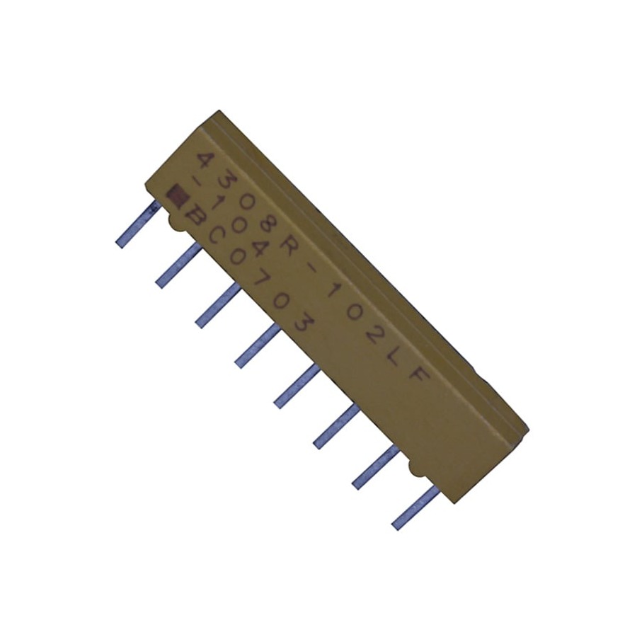 4308R-101-102LF 排阻网络 1kΩ ±2% ±100ppm/℃ SIP-8-2.54mm