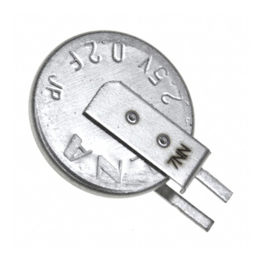 DC-2R5E404T-E 铝电解电容 400 mF -20%, +80% 2.5 V Coin, Thin Terminals - Same