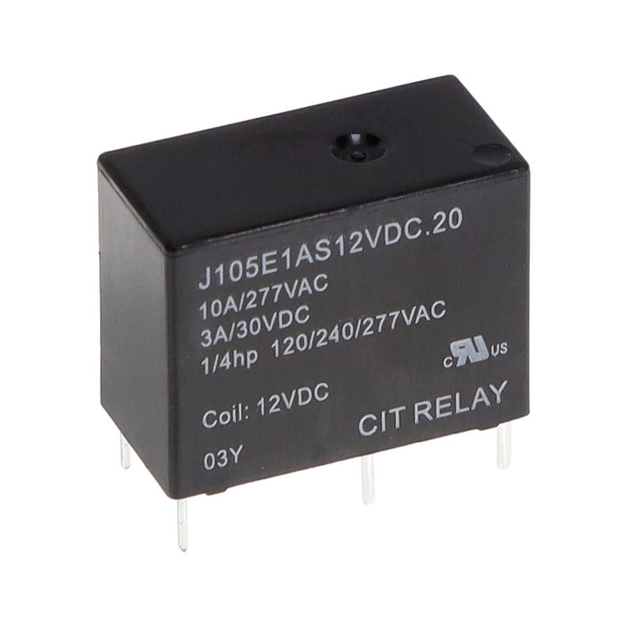 J105E1AS12VDC.20 RELAY GEN PURPOSE SPST N.O. 10A