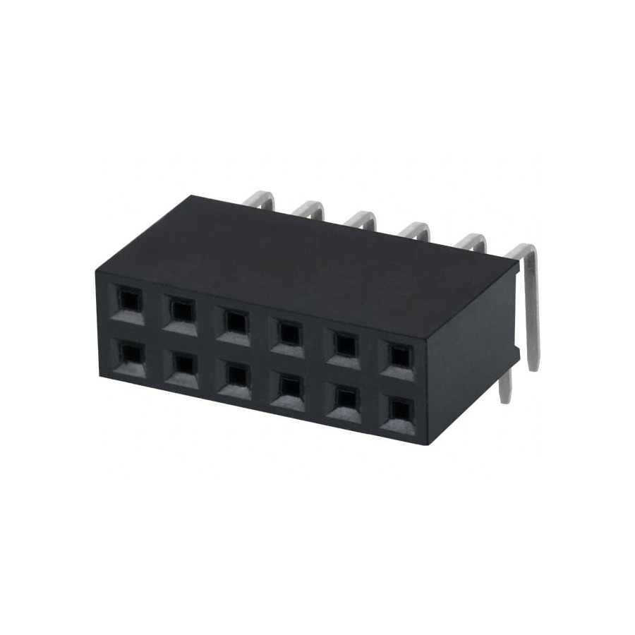 PPTC062LJBN-RC 排针排母 250V 3A 2.54mm Through Hole,Right Angle,P=2